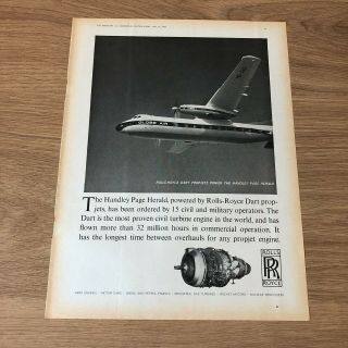 (sta44) Advert 11x8 " Handley Page Herald,  Powered By Rolls - Royce Dart Prop - Jets