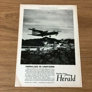 (sta29) Advert 11x8 " Handley Page Herald,  Flying With Royal Malaysian Air Force