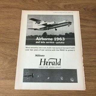 (sta43) Advert 11x8 " Handley Page Military Herald,  Multi - Role Tactical Transport