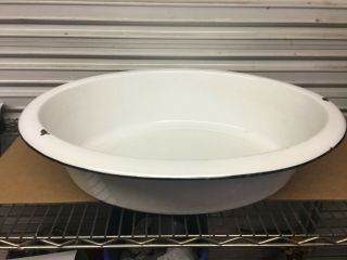 Vintage Porcelain Enamel White Color Baby Bath Wash Tub Basin Bowl 24 - 3/4 " Long
