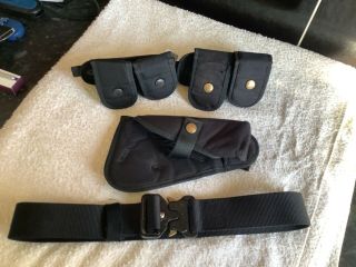 British Military Police/special Forces Issue Black Belt - Kit With Various Pouches