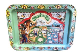 Vintage Cabbage Patch Kids 80s Metal Tin Retro Lunch Lap Tray Tv Serving Tray