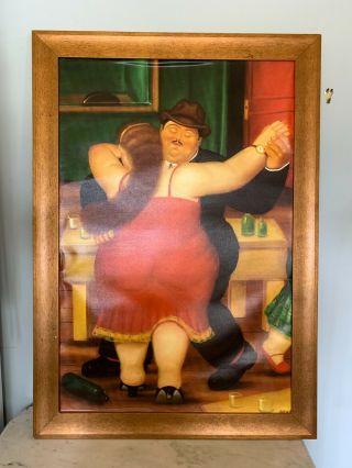 Vintage Large Print On Canvas Fernando Botero Couple Dancing 24 X 36