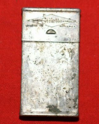 Antique Gillette Razor Blade Metal Case Box Holder Vintage Collectible Shaving