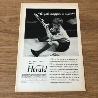 (sta29) Advert 11x8 " Handley Page Dart Herald,  Flying You For A Penny - A - Mile