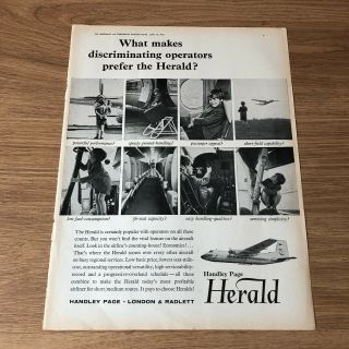 (sta40) Advert 11x8 " Handley Page Herald,  Is Today 