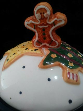 Vintage Ceramic Christmas Holiday Gingerbread Man Cookie Jar,  Holiday Fun 2