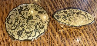 Stratton England Powder Compact & Lipstick Mirror Holder Gold Tone Vintage