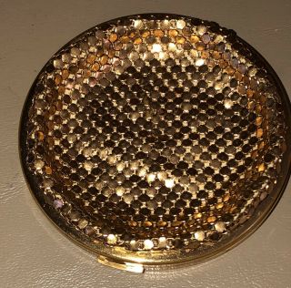 Vintage Gold Tone Mesh Compact With Mirror