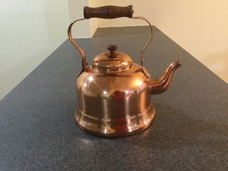 Copper Teapot With Lid & Wooden Handle Made In Portugal
