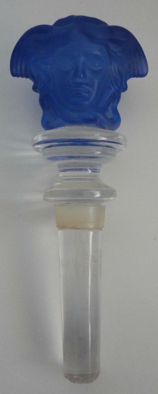 Versace Rosenthal Medusa Head Crystal Decanter Wine Bottle Stopper Blue
