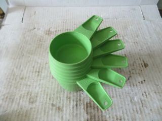 Vintage 6 Piece Lime Green Tupperware Measuring Cups 1970 