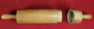 Vintage Wood Rolling Pin Match Safe Container Kitchen Cooking Baking Mom Prep