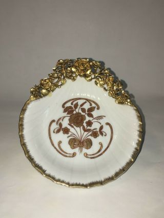 Rare Vintage Matson Rose Gold Ceramic Soap Dish Hollywood Antique