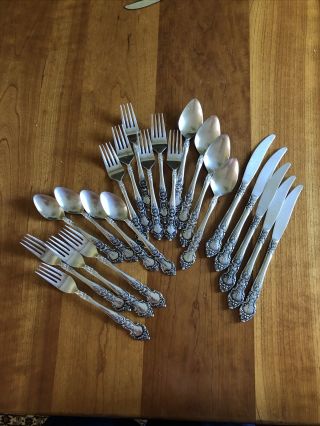 Silverware National Silver Co Rose And Leaf Stainless Flatware 23 Piece Set 1937