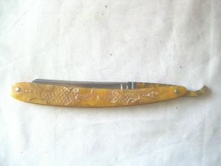 Antique 3 - D Celluloid Handle & Tang 2555 Robeson Sure Edge Straight Razor