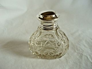 Scent Bottle Cut Crystal & Sterling Silver Birmingham 1925