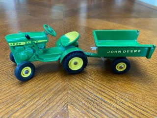 Vintage John Deere Diecast Toy Tractor W/ Dump Trailer