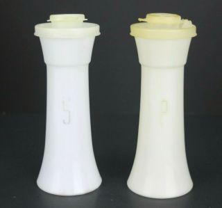Vintage Tupperware 718 Hour Glass Salt & Pepper Shakers 6 " Tall W/ Lids