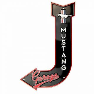 Ford Mustang Curved Arrow Embossed Metal Sign 11.  5 X 17.  5