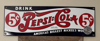 Classic " Drink Pepsi - Cola 5 Cents " Embossed Nostalgic Metal Sign 18”x 6 "