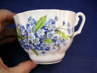ROYAL IMPERIAL VINTAGE TEA CUP AND SAUCER - FORGET - ME - NOTS FLOWERS - RIBBED SET 3