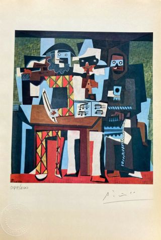 Pablo Picasso - Three Musicians,  Hand Signed Print with 2