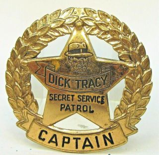 1938 Dick Tracy Captain Secret Service Patrol Premium Pinback Badge Quaker