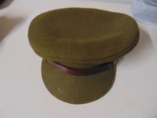 Military Hat Officers Cap Very Old Size 7 1/2 60 Cm With Brown Single Band