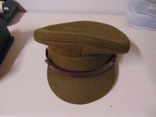 Military Hat Officers Cap Very Old Size 7 1/2 60 Cm With Brown Band X 2