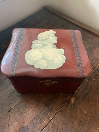 Antique 19th Century Victorian Celluloid Collar & Cuffs Box Embossed W Collars