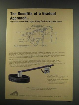 1991 Logan 3 - Step Oval & Circle Mat Cutter Ad - Benefits Of Gradual Approach