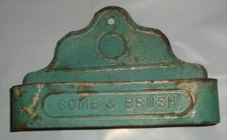 Antique Vintage Tin Comb Brush Case Wall Mount Comb And Brush Holder
