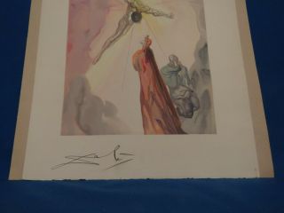 1970 Gift Signed Salvadore Dali Apparition Of Christ Orig.  Woodcut Divine Comedy 3