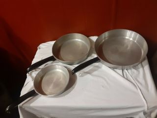 3 Vintage Club Hammercraft Aluminum Cookware Skillet Frying Pans - 6 ",  8 ",  & 10 "