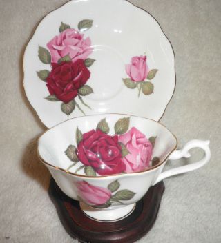 Royal Albert Tea Cup And Saucer Avon Wide Mouth Red Roses Pattern Teacup