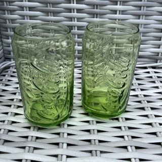 Coca Cola Mcdonald’s Green Can Shaped Glass - Pair / Set Of 2 Glasses - P&p
