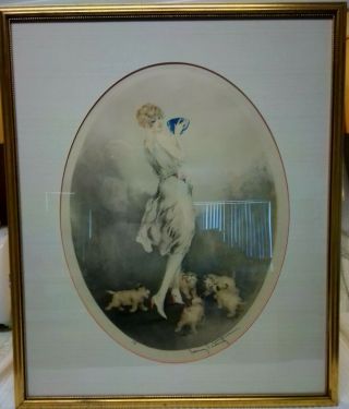 Rare Antique Louis Icart Etching Hand Pencil Signed & Stamped 21 " X 25 " Framed