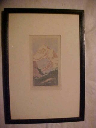 Vintage Dean Babcock Wood Cut Print Of Tanima Peak 27 No.  59 Framed
