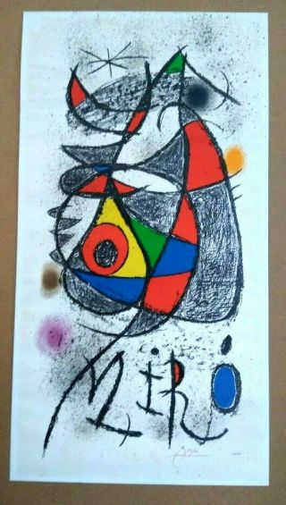 Joan Miro Lithograph " Peintures,  Gouaches,  Dessins " Signed 1972.