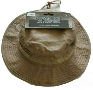 Tactical Khaki Boonie Hat Medium 58 - 59cm 100 Ripstop Cotton Double Brim Vents