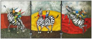 Graciela Boulanger 3 Color Lithograph Droles De Zebres Children Zebra Signed Art