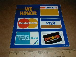 Union 76 Unocal 1991 Gasoline Station Dealer Credit Card Decal Sticker Visa Mc