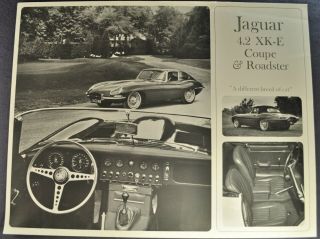 1965 - 1966 Jaguar 4.  2 Xk - E Coupe & Roadster Sales Brochure Sheet