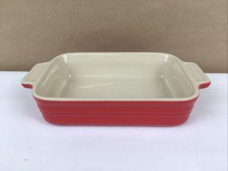 Le Creuset Red Casserole Stoneware Baking Pan Dish.  5 Quart Small 5 " X7 " 10 - 43