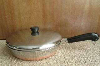 Vintage Revere Ware 10 Inch Frying Pan Skillet W / Lid Made In Usa