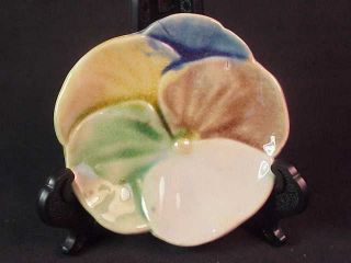 Majolica Butter Pat 18 – Multicolored Flower - Early Griffin,  Smith & Hill Mark