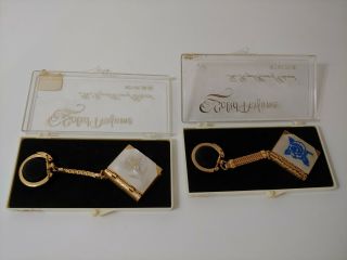 2 Vtg Royal House Of Edward Solid Perfume Book Keychain Locket Pendant