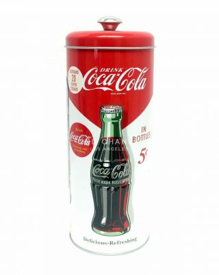 Coca Cola Metal Tin Straw Holder Dispenser W/ 20 Paper Straws 2020 Authentic