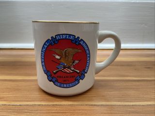 Vintage Nra National Rifle Association Coffee Mug Made In Usa Red White Blue
